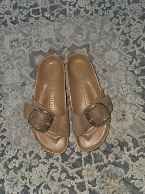 Birkenstock Tan Leather Madrid Buckle Slide Mules